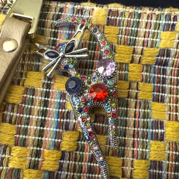 Vintage 50's Style Silver Cat Brooch with Colorful Rhinestones - Picture 6 of 7
